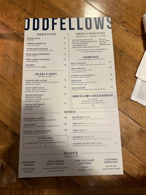 oddfellows menu.